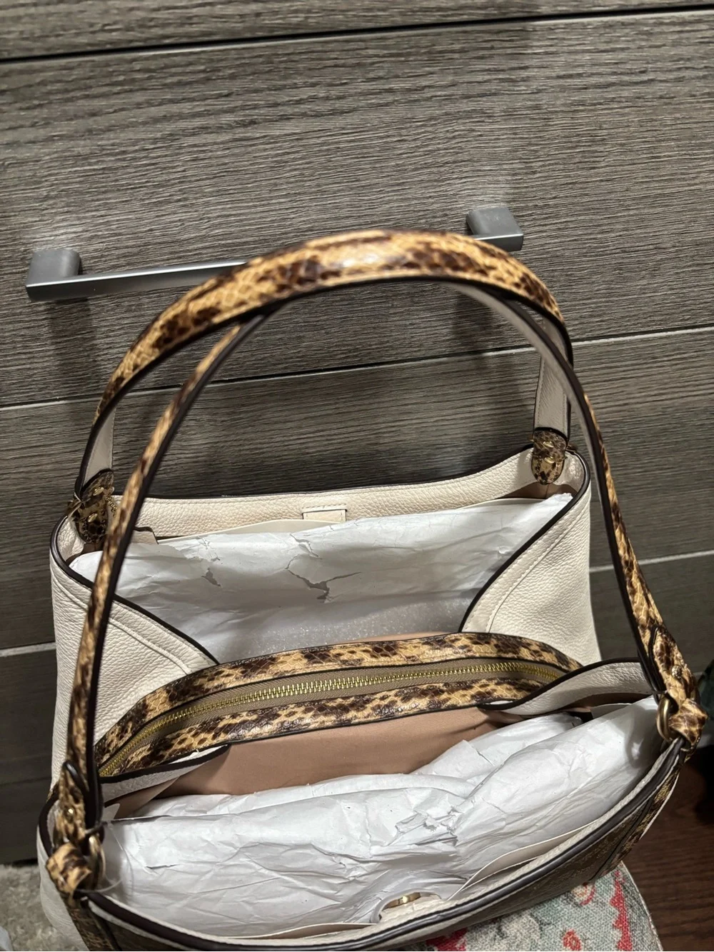 NWT Coach Kristy Shoulder Bag in Signature Canvas w/ Snake Trim (C7332)